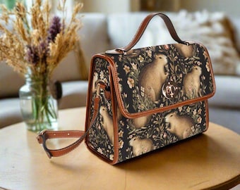 Capybara Floral Canvas Bag: Waterproof Shoulder Purse