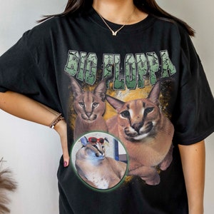 Venda quente popular casal usar grande floppa meme bonito caracal gato  imprimir casal hip-pop camiseta confortável de alta qualidade o-pescoço t -  AliExpress