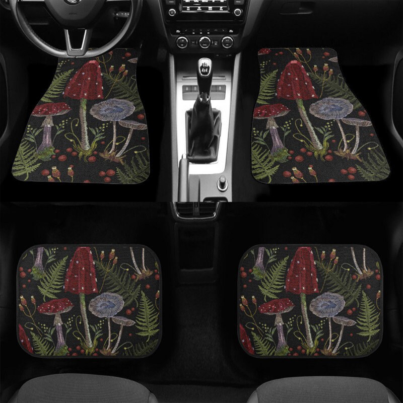 Wildflower Boho Car Floor Mats Set for Vehicle, Cottage Core Aesthetic,  Cute Girl Car Accessories for Women, New Driver Gift 