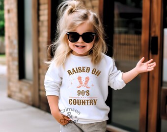 Raised on 90s Country Youth Sweatshirt, Kids Country Music Sweatshirt, Girls 90s Country Sweatshirt,Kids 90s Country Sweatshirt