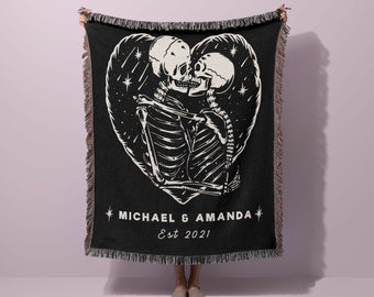 Personalized Goth Wedding Blankets/Gift for Goth Wedding/Personalized Anniversary Gift