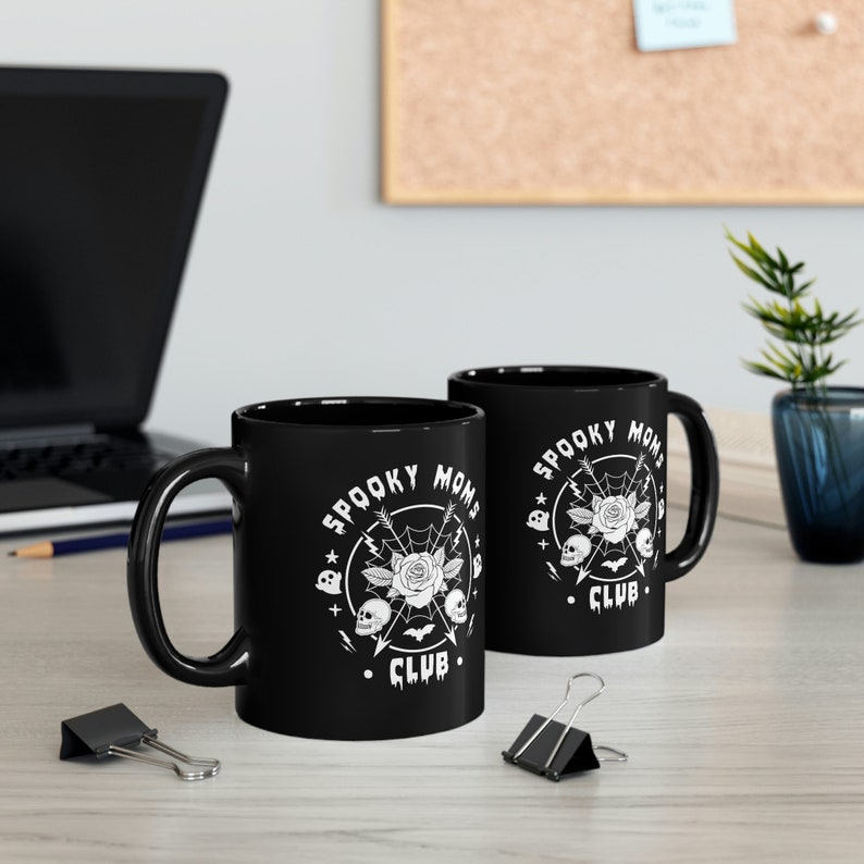 Spooky Moms Club Black Mug, Goth Mom Mug, Gift for new mom, Gift for Goth Mom image 6