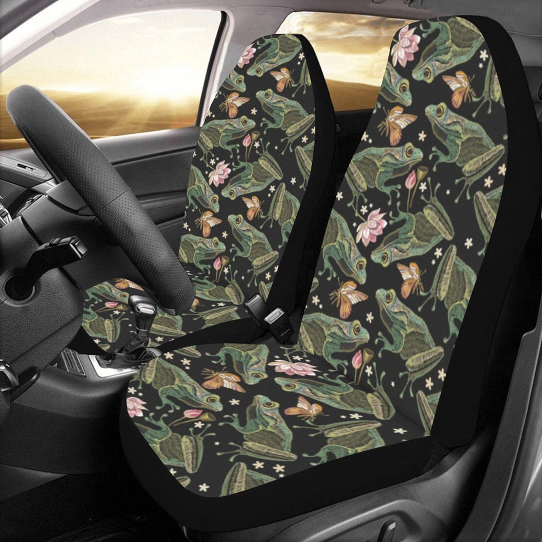 Frog Print Car Seat Covers, Side Airbag Compatible/goblincore Car Seat
