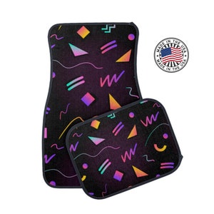 Retro Movie Theater Car Floor Mats/Memphis Style Car Accessories/90s Car Mat/80s Car Mat/Abstract Art Car Mat