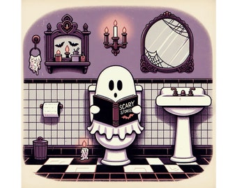 Goth Bathroom Ghost Poster Print