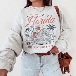 Retro Florida Sweatshirt, Florida Alligator Sweatshirt, Florida Sweatshirt, Trendy Florida Sweatshirt, Aesthetic Sweatshirt