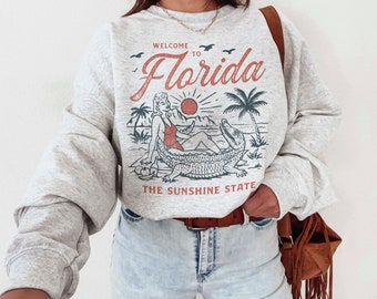 Retro Florida Sweatshirt, Florida Alligator Sweatshirt, Florida Sweatshirt, Trendy Florida Sweatshirt, Aesthetic Sweatshirt