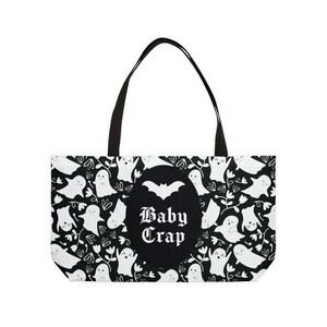 Ghosts Baby Crap Tote Bag: Spooky Goth Mom Diaper Bag image 3