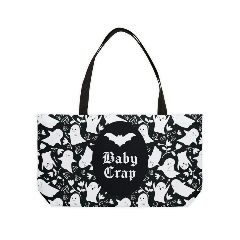 Ghosts Baby Crap Tote Bag: Spooky Goth Mom Diaper Bag image 3