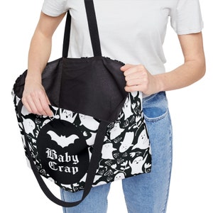 Ghosts Baby Crap Tote Bag: Spooky Goth Mom Diaper Bag image 7
