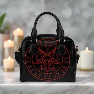 Baphomet Triple Diosa Bolso de cuero vegano/Bolso cruzado Leviatán/Bolsa de símbolo oculto