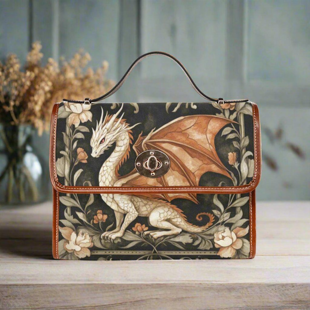 Dragon Canvas Bag With Shoulder Strap, Dragon Bag/dragon Purse