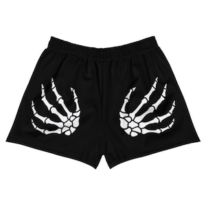 Goth Girl Summer Shorts/Black Skeleton Hands Women&#39;s Athletic Short Shorts/Skeleton Shorts