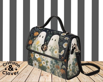 Floral Ghosts Crossbody Bag/Halloweencore Bag/Ghost Purse/Boho Ghost Purse/Spoopy Bag