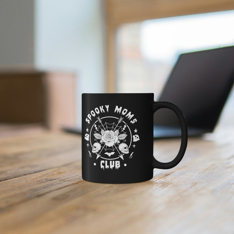 Spooky Moms Club Black Mug, Goth Mom Mug, Gift for new mom, Gift for Goth Mom image 7