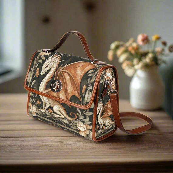 Dragon Canvas Bag With Shoulder Strap, Dragon Bag/dragon Purse