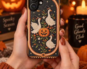 Halloween-gäss-telefonskal, höstgäss-telefonskal, Halloween-telefonskal med konstplattor