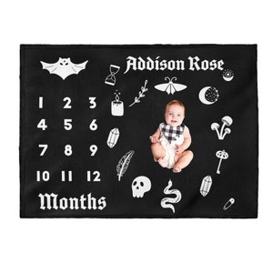 Personalized Goth Milestone Blanket