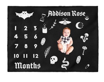 Personalized Goth Milestone Blanket