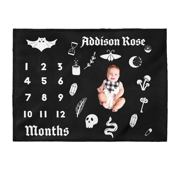 Personalized Goth Milestone Blanket