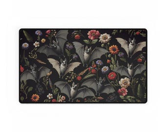 Nocturnal Pollinators Desk Mat, Goth Desk Mat, Keyboard Pad, Gothic Gaming Mat, Bat Desk Mat