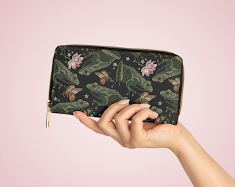 Cartera con cremallera y estampado de rana