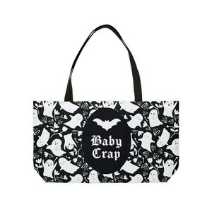 Ghosts Baby Crap Tote Bag: Spooky Goth Mom Diaper Bag image 2