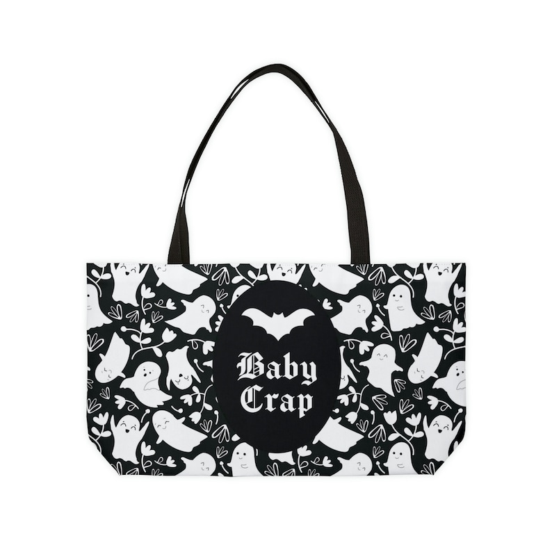Ghosts Baby Crap Tote Bag: Spooky Goth Mom Diaper Bag image 2