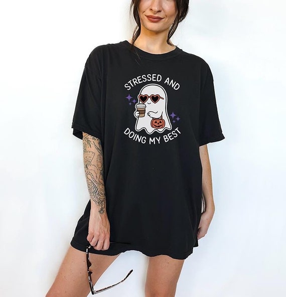 Stressed and Doing My Best Ghost Tee Ghost Tshirt Cute Ghost Shirt ghost Graphic Tee Etsy Canada