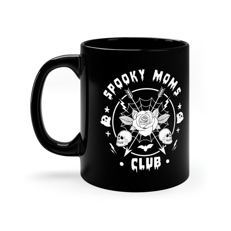 Spooky Moms Club Black Mug, Goth Mom Mug, Gift for new mom, Gift for Goth Mom image 4