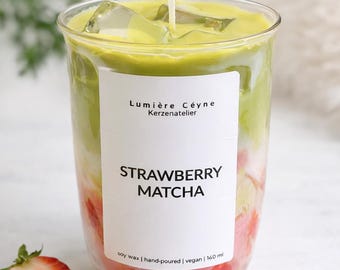 STRAWBERRY MATCHA LATTE handmade candle