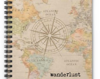Wanderlust vintage kaart spiraal notitieboek | Geregeld dagboek
