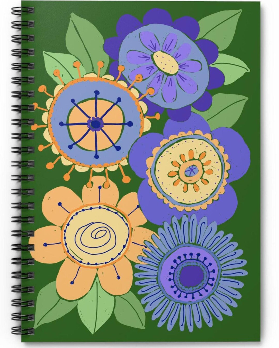 Hand Drawn Garden Path Spiral Notebook | Ruled Journal, Green Cover - Etsy