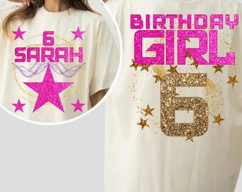 Personalized Birthday Girl Shirt, Custom Name Age Glitter Birthday Girl Tee, Toddler Birthday Boy Gift, Birthday Girl Gifts