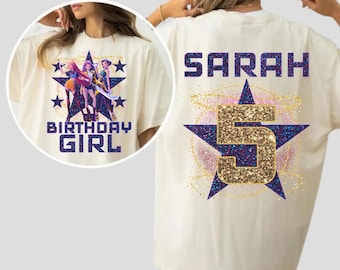 Custom Huntrix Birthday Girl Shirt, Personalized Kpop Demon Hunter Birthday Tee, Back to School, Custom Glitter Birthday Tshirt