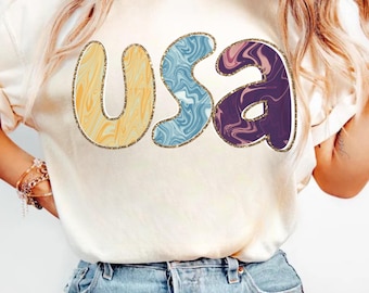 Comfort Colors USA Shirt, Glitter usa Patriotic Women T-shirt, 4th of July Patriotism Gift, Fourth of July Tee, usa Toddler youth shirt gift