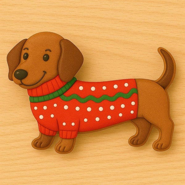Wiener Dog Dachshund Cookie Cutter – Cozy Wiener Dog in Sweater