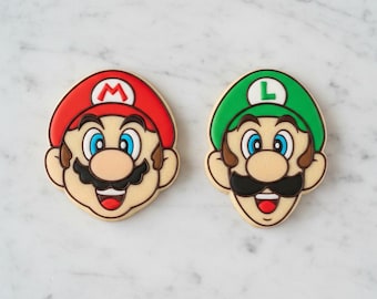 Luigi and_Mario Inspired Character Cookie Cutter Set | Video Game Brothers Cookie Cutters | options of Cutter, Stencil, or Stamp