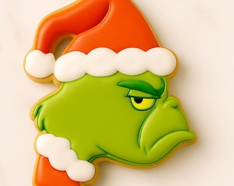 Grinch Cookie Cutter | Whoville Christmas | Holiday Movie | Funny Christmas Baking Cutter | Green Grinch Santa Cookie
