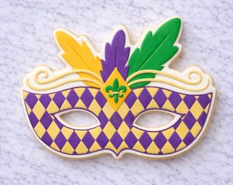 Mardi_Gras Mask Cookie Cutter with Stamp | Masquerade Cookie Cutter | Carnival Royal Icing Sugar Cookie Cutter
