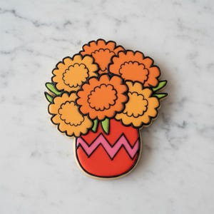 Marigold_Flower Pot Cookie Cutter | Día de los Muertos Cempasúchil Koekjesvormer & Stempel | Mexicaanse bloemenkoekjesuitsteker