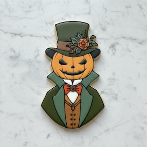 Viktorianischer Kürbis-Herr-Ausstecher mit Stempel | Halloween-Kürbis-Ausstecher (Jack O'Lantern) | Eleganter Kürbis-Halloween-Ausstecher