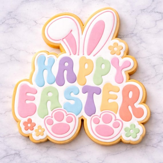 Happy Easter Bunny Cookie Cutter | Easter Bunny Ears Cookie Cutter | Spring Easter Cookie Cutter | Bunny Easter Sugar Cookie Cutter