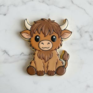 Kakform och stämpelset med höglandsko | Söt kakform med höglandsko | Kakdekor med bondgårdsdjur | Boho ko Royal Icing-kaka