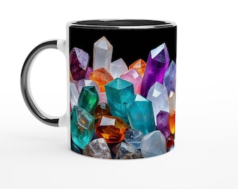 Taza de café para amantes de los cristales – Diseño de piedra curativa, regalo espiritual