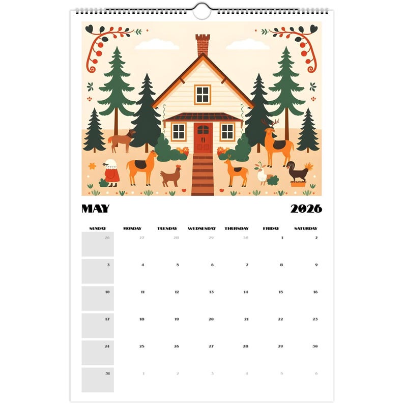 Swedish Folk Art 2026 Wall Calendar – Dala Horse & Kurbits Design | Nordic Wall Art Calendar | Scandinavian Home Décor Gift image 4