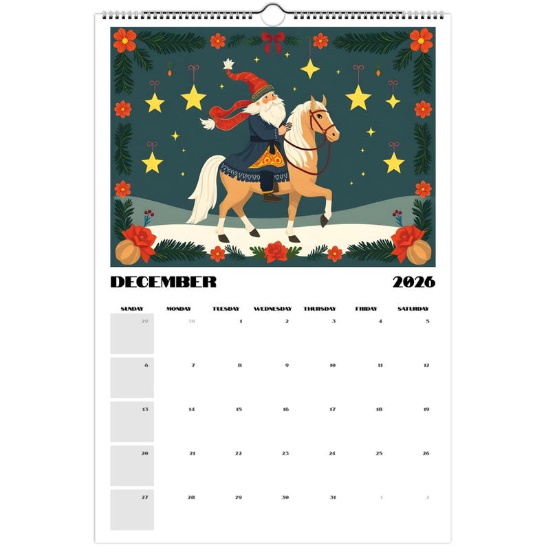 Swedish Folk Art 2026 Wall Calendar – Dala Horse & Kurbits Design | Nordic Wall Art Calendar | Scandinavian Home Décor Gift image 7