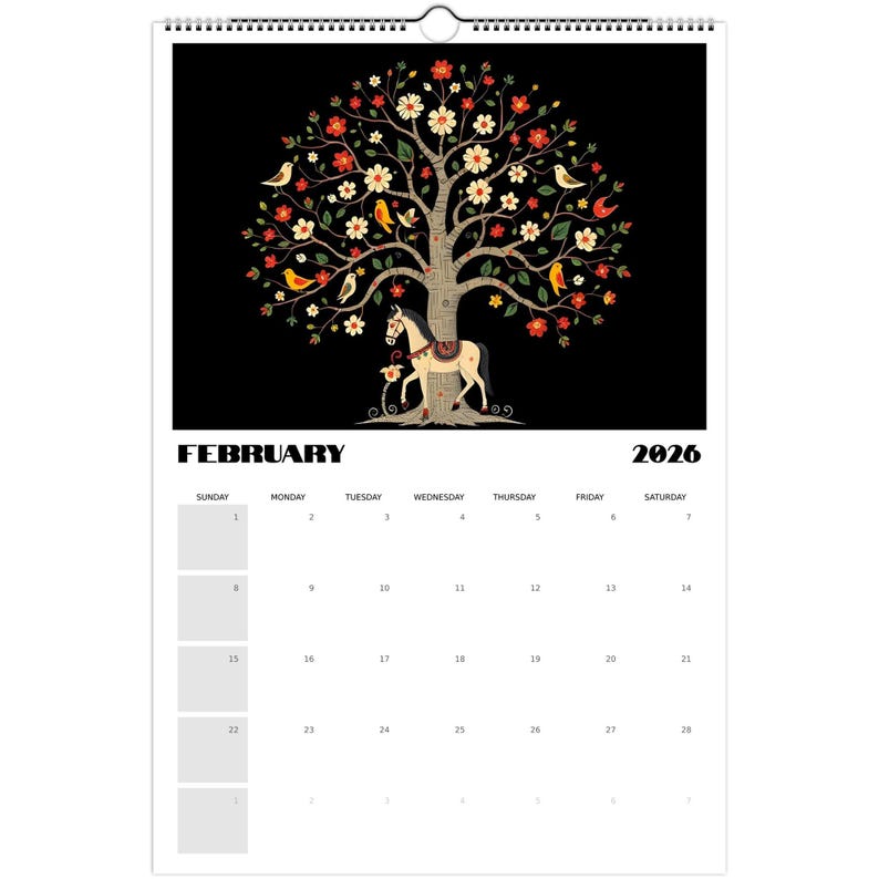 Swedish Folk Art 2026 Wall Calendar – Dala Horse & Kurbits Design | Nordic Wall Art Calendar | Scandinavian Home Décor Gift image 9