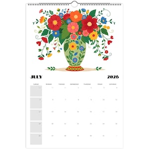 Swedish Folk Art 2026 Wall Calendar – Dala Horse & Kurbits Design | Nordic Wall Art Calendar | Scandinavian Home Décor Gift image 3