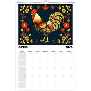 Swedish Folk Art 2026 Wall Calendar – Dala Horse & Kurbits Design | Nordic Wall Art Calendar | Scandinavian Home Décor Gift image 8